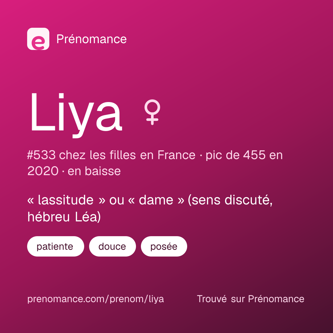 Carte de partage du prénom Liya