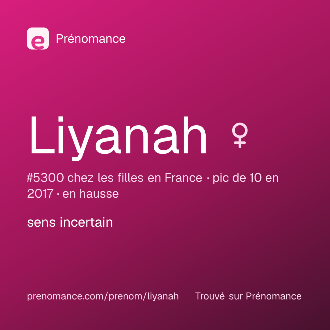 Carte de partage du prénom Liyanah