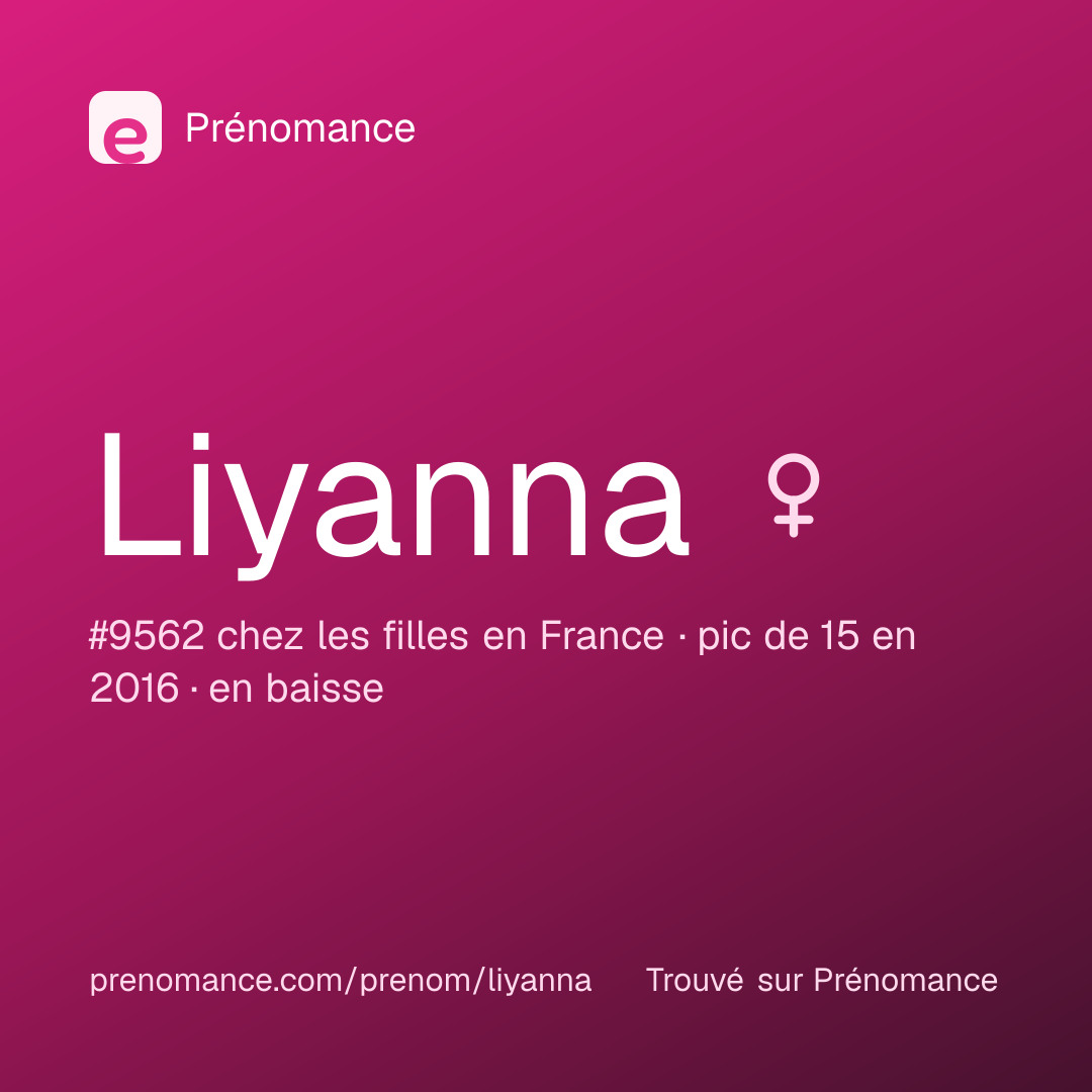 Carte de partage du prénom Liyanna