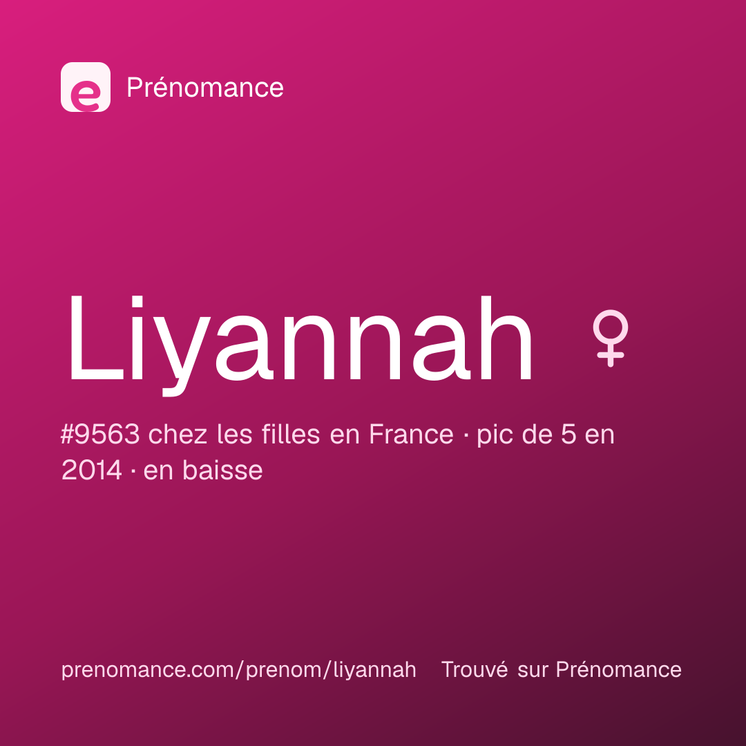 Carte de partage du prénom Liyannah
