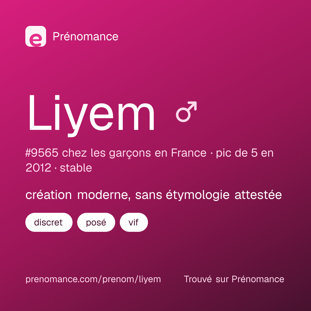 Carte de partage du prénom Liyem