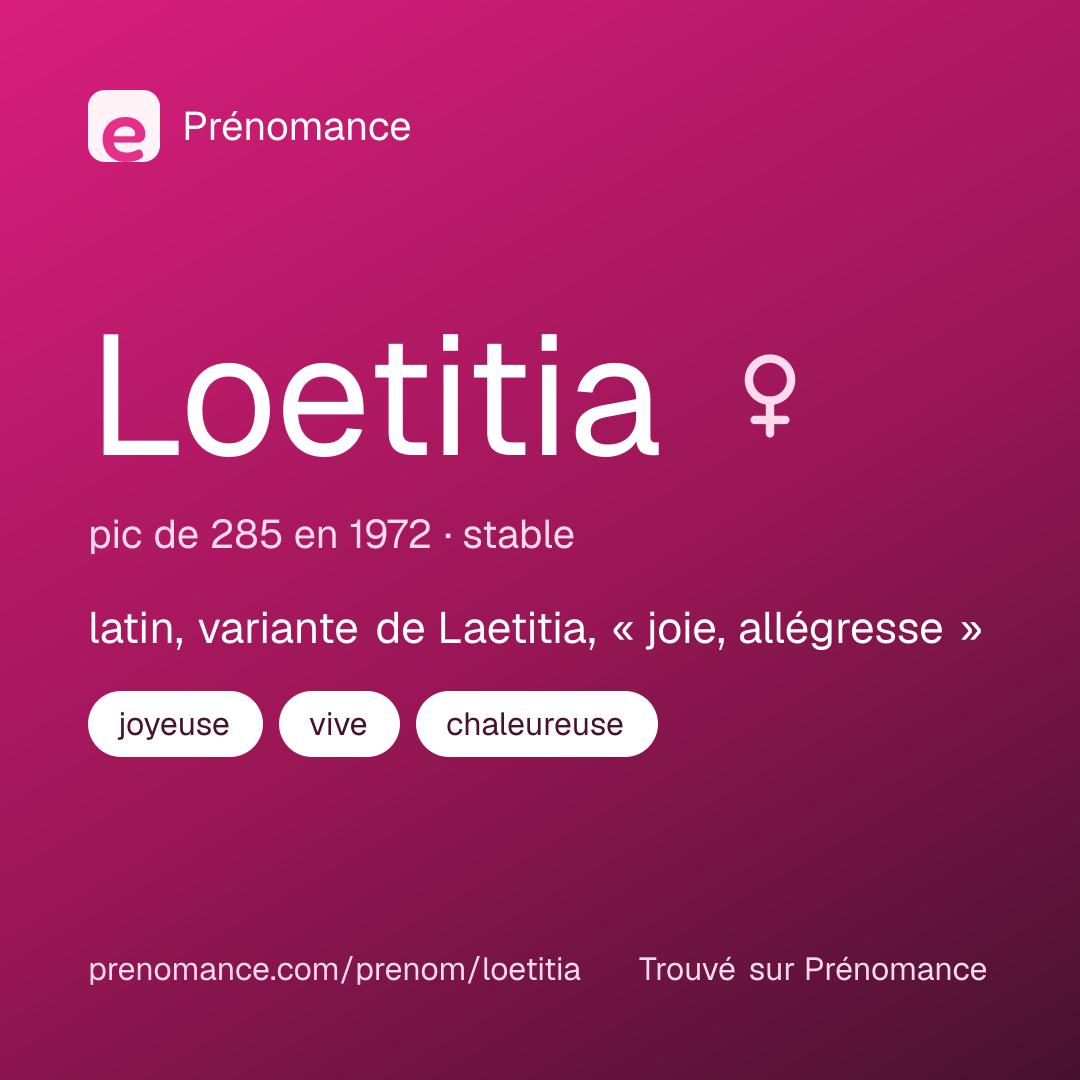 Carte de partage du prénom Loetitia