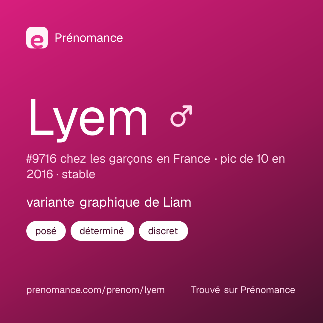 Carte de partage du prénom Lyem