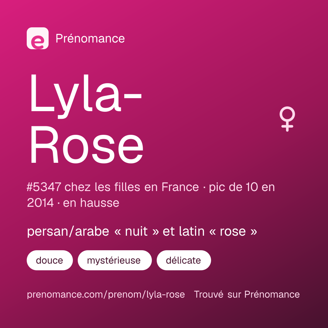 Carte de partage du prénom Lyla-Rose