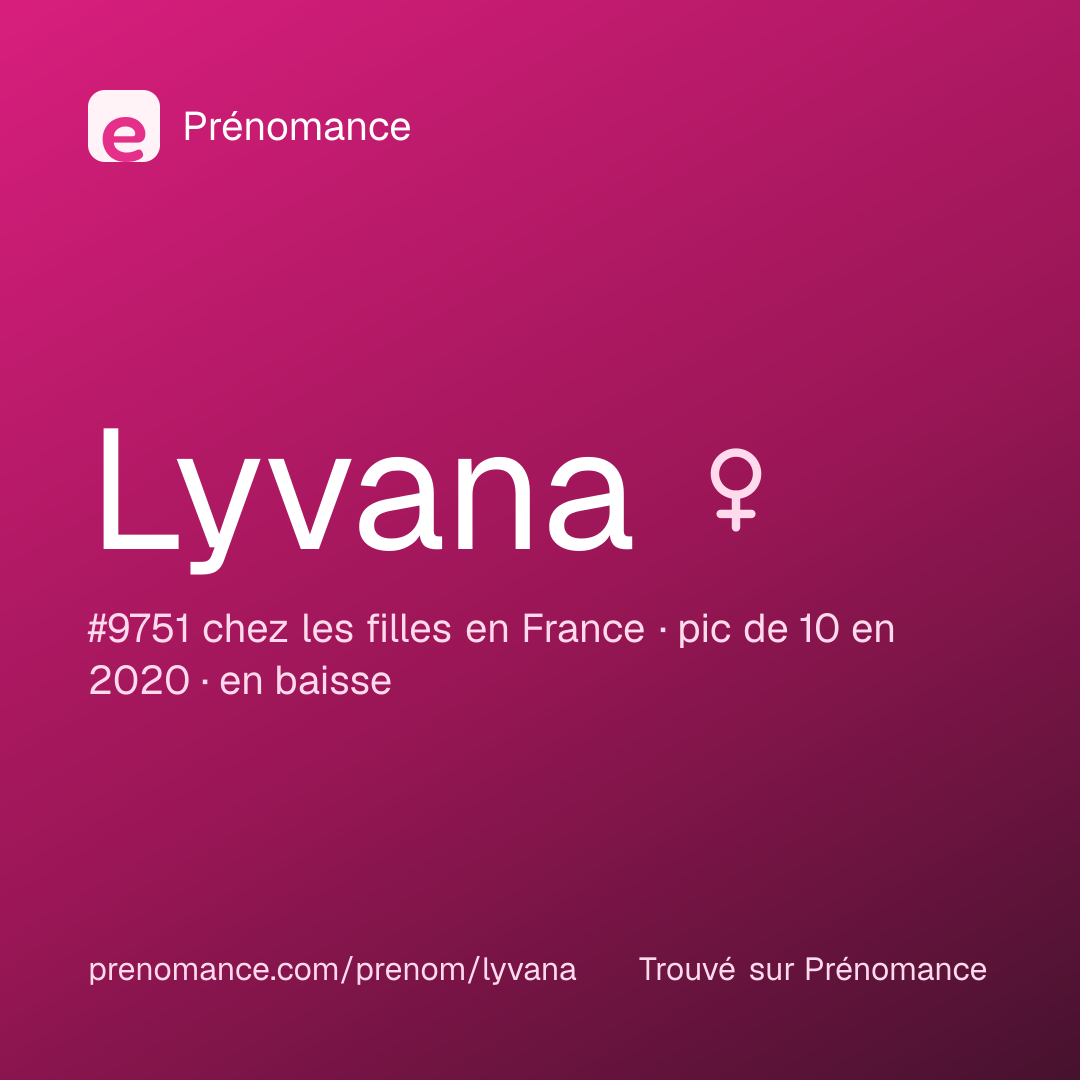 Carte de partage du prénom Lyvana