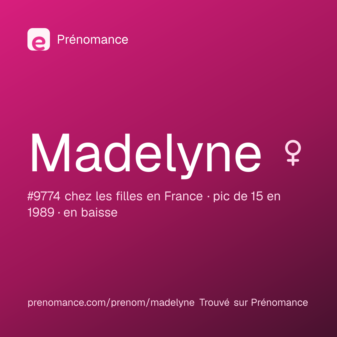 Carte de partage du prénom Madelyne