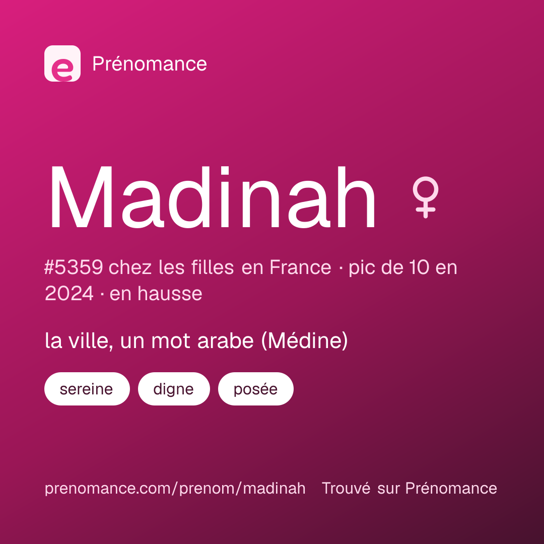 Carte de partage du prénom Madinah