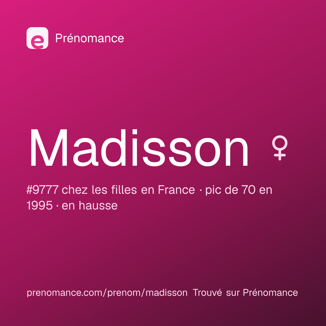 Carte de partage du prénom Madisson