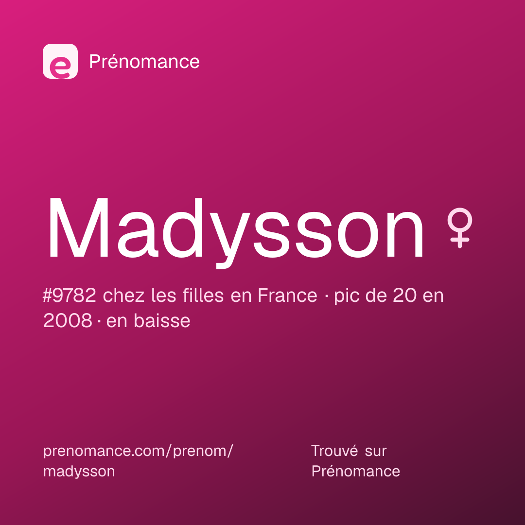 Carte de partage du prénom Madysson