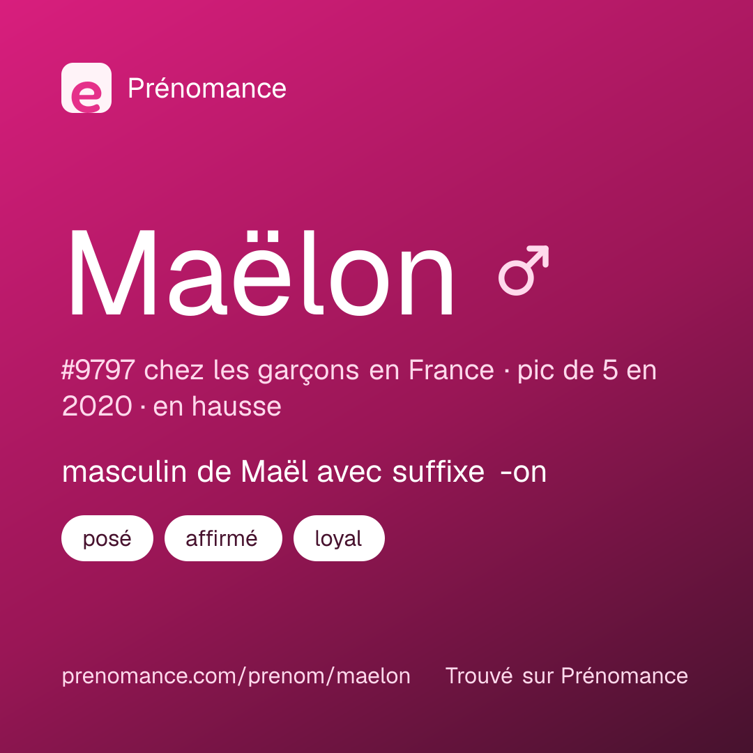Carte de partage du prénom Maëlon