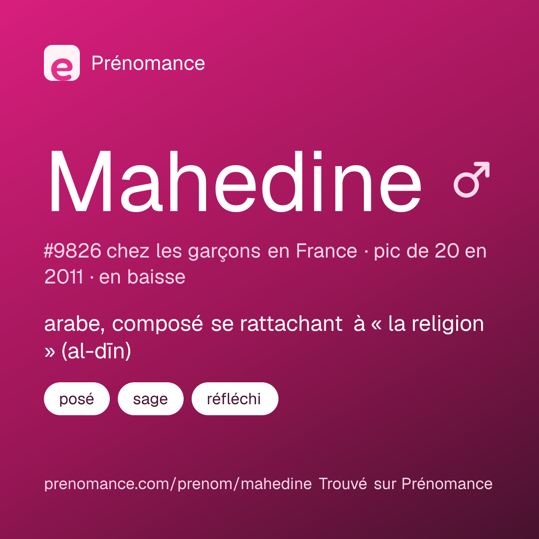 Carte de partage du prénom Mahedine