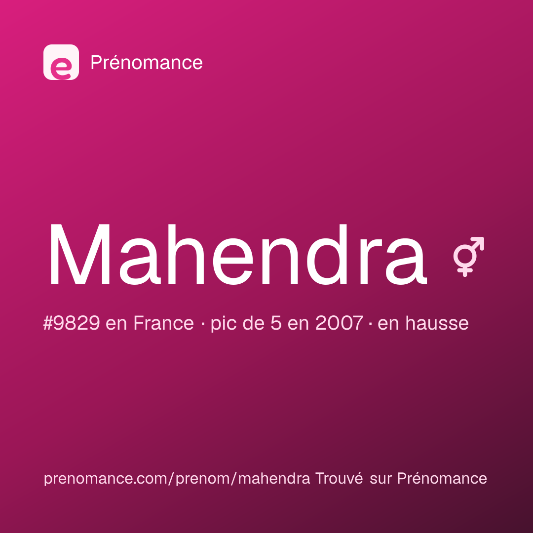 Carte de partage du prénom Mahendra