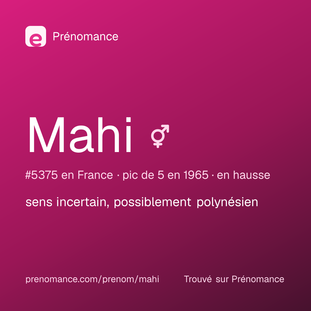 Carte de partage du prénom Mahi