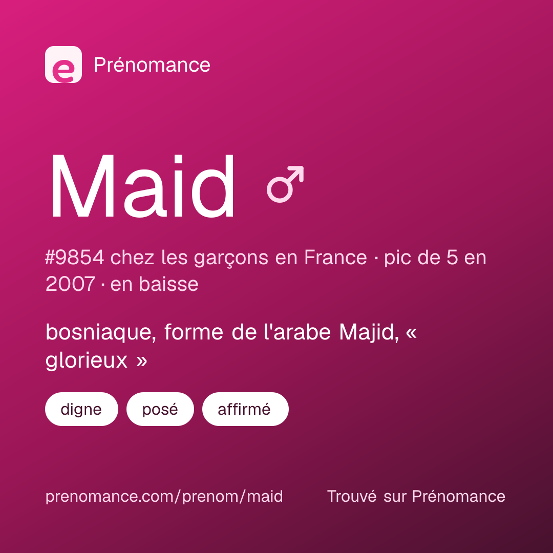 Carte de partage du prénom Maid