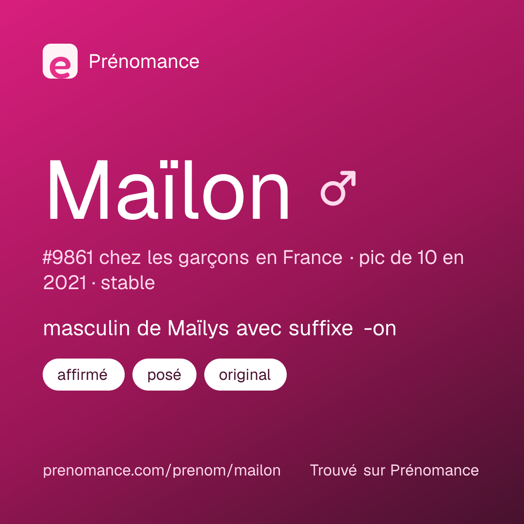 Carte de partage du prénom Maïlon