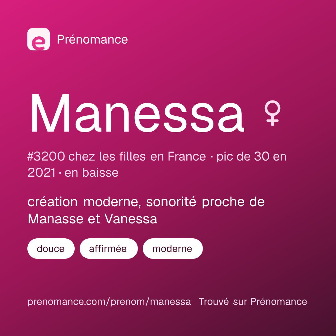 Carte de partage du prénom Manessa
