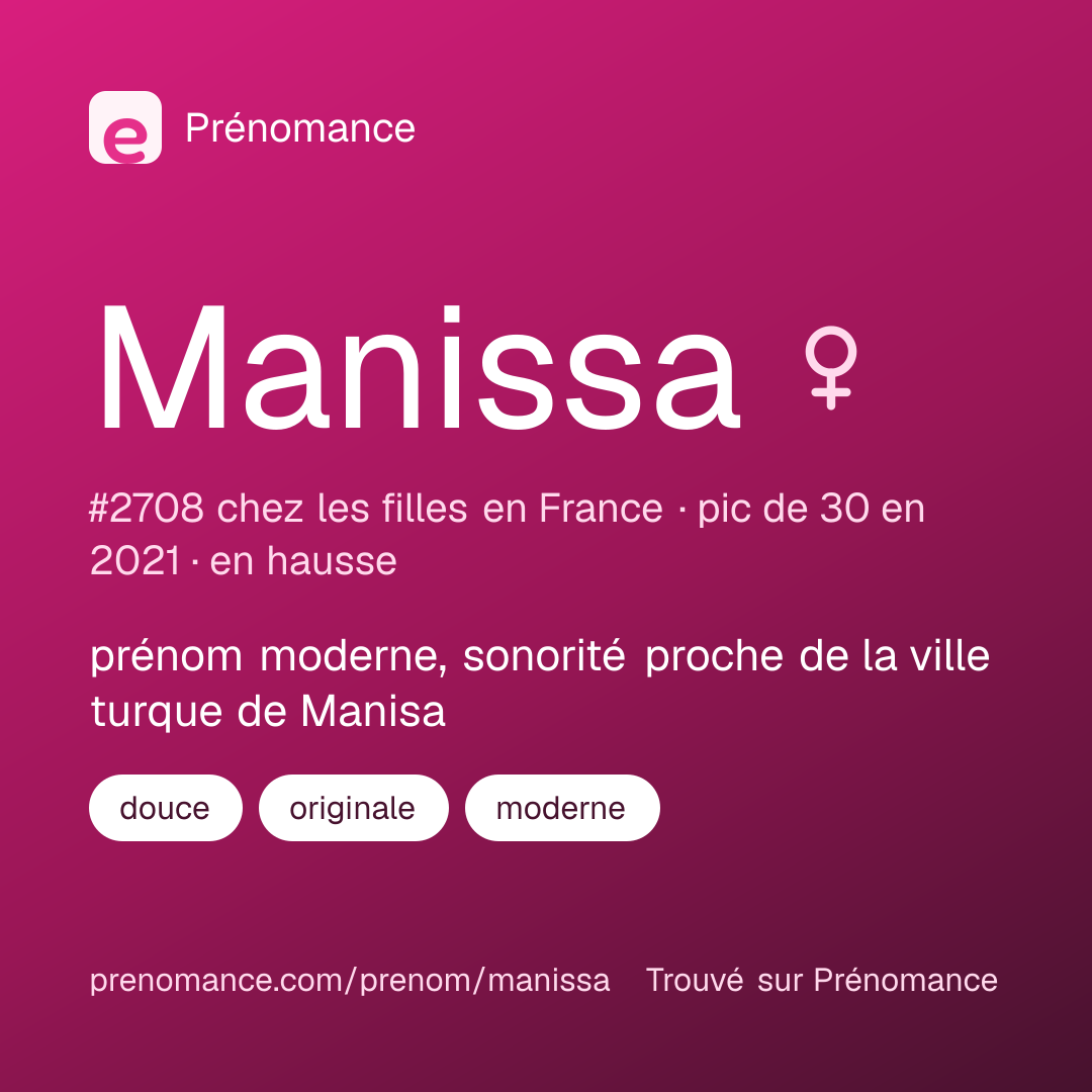 Carte de partage du prénom Manissa