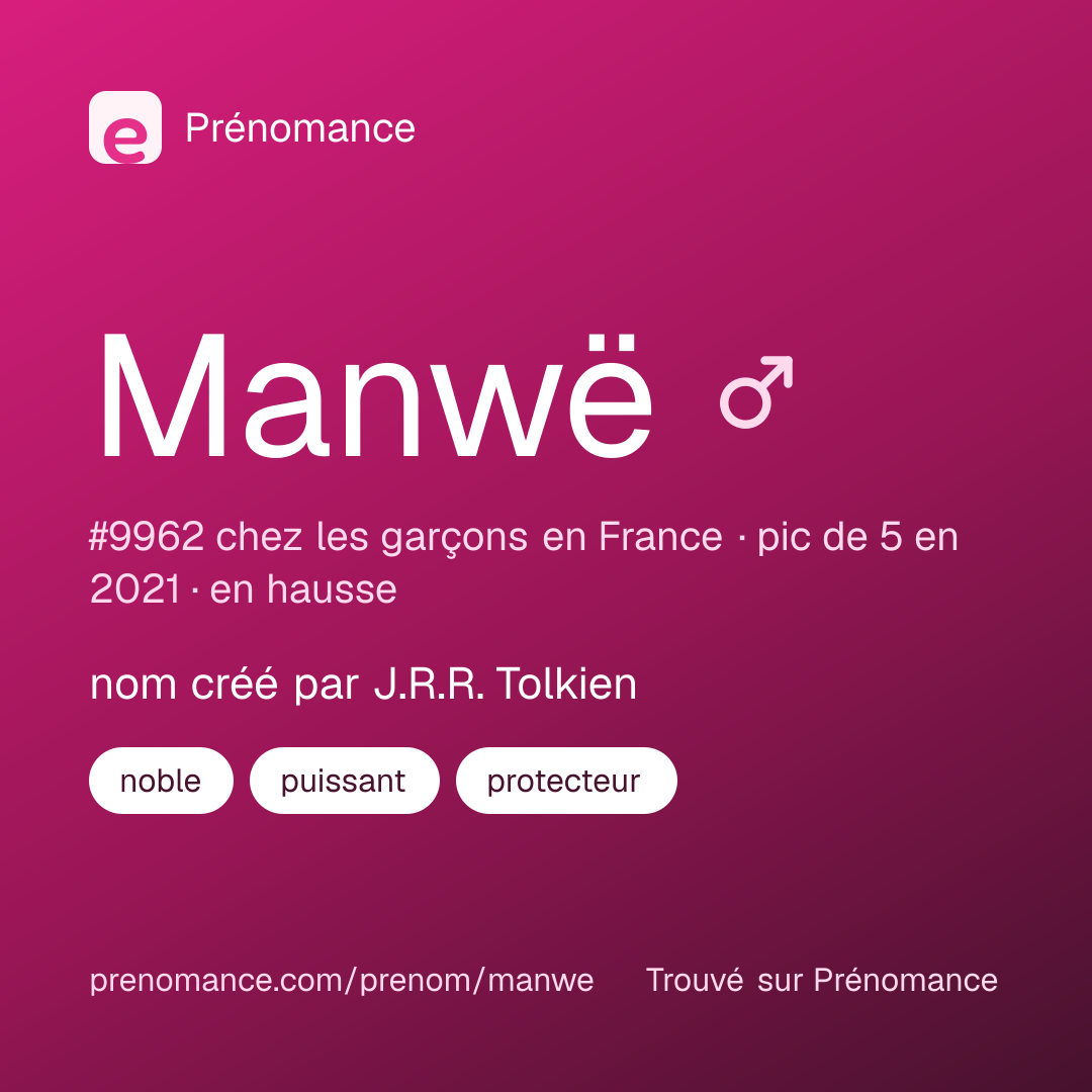 Carte de partage du prénom Manwë