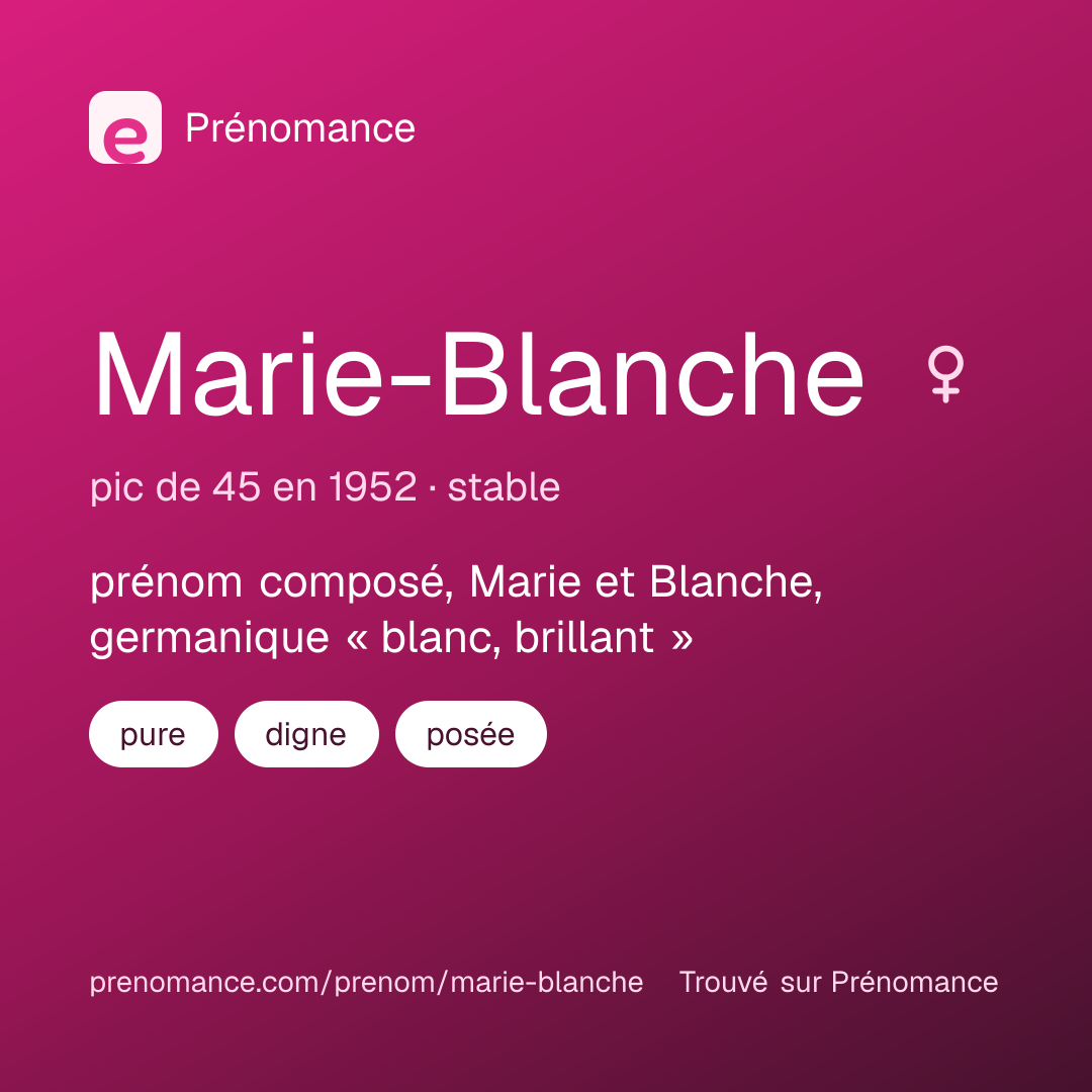 Carte de partage du prénom Marie-Blanche