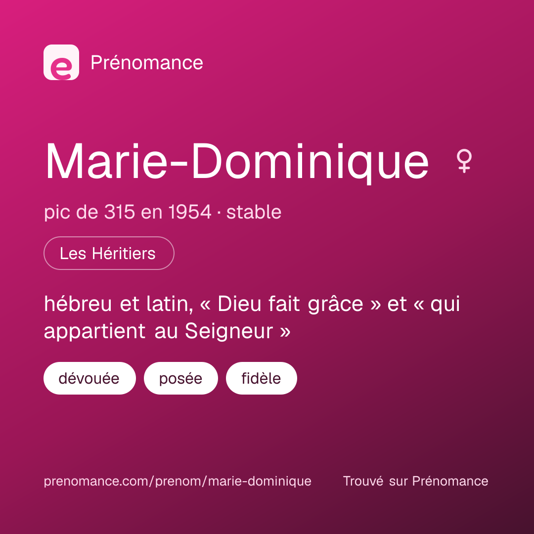 Carte de partage du prénom Marie-Dominique