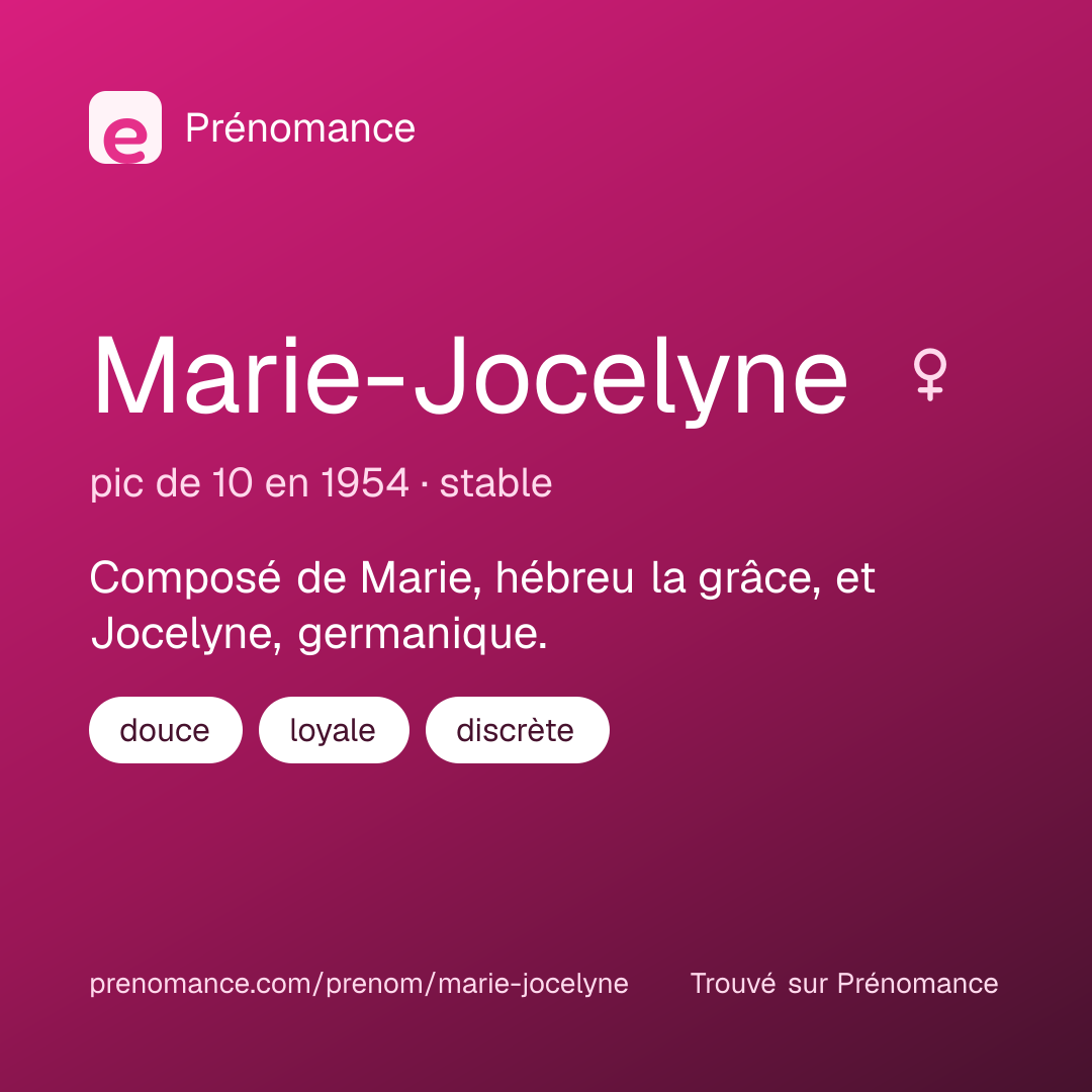 Carte de partage du prénom Marie-Jocelyne