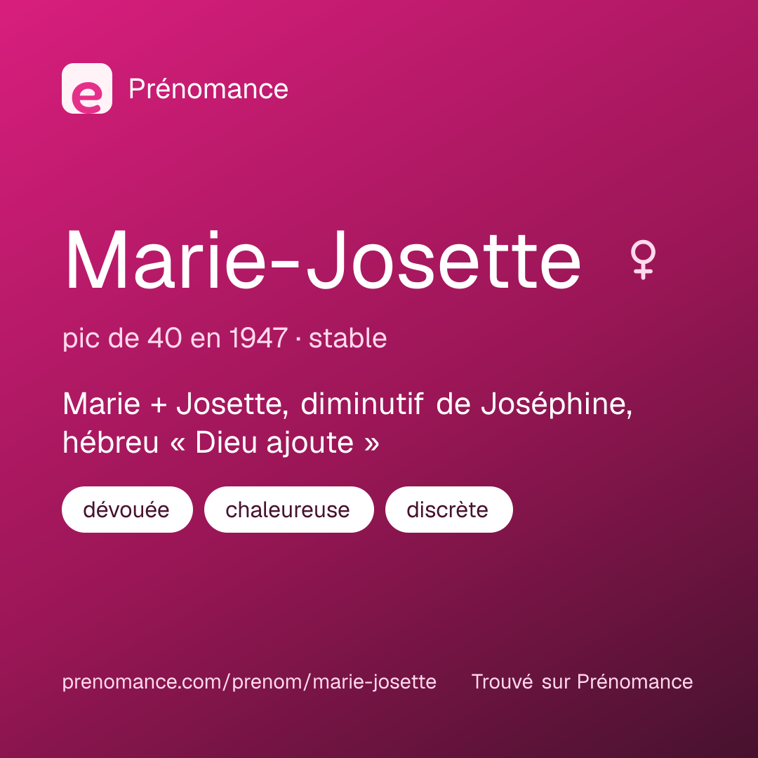 Carte de partage du prénom Marie-Josette