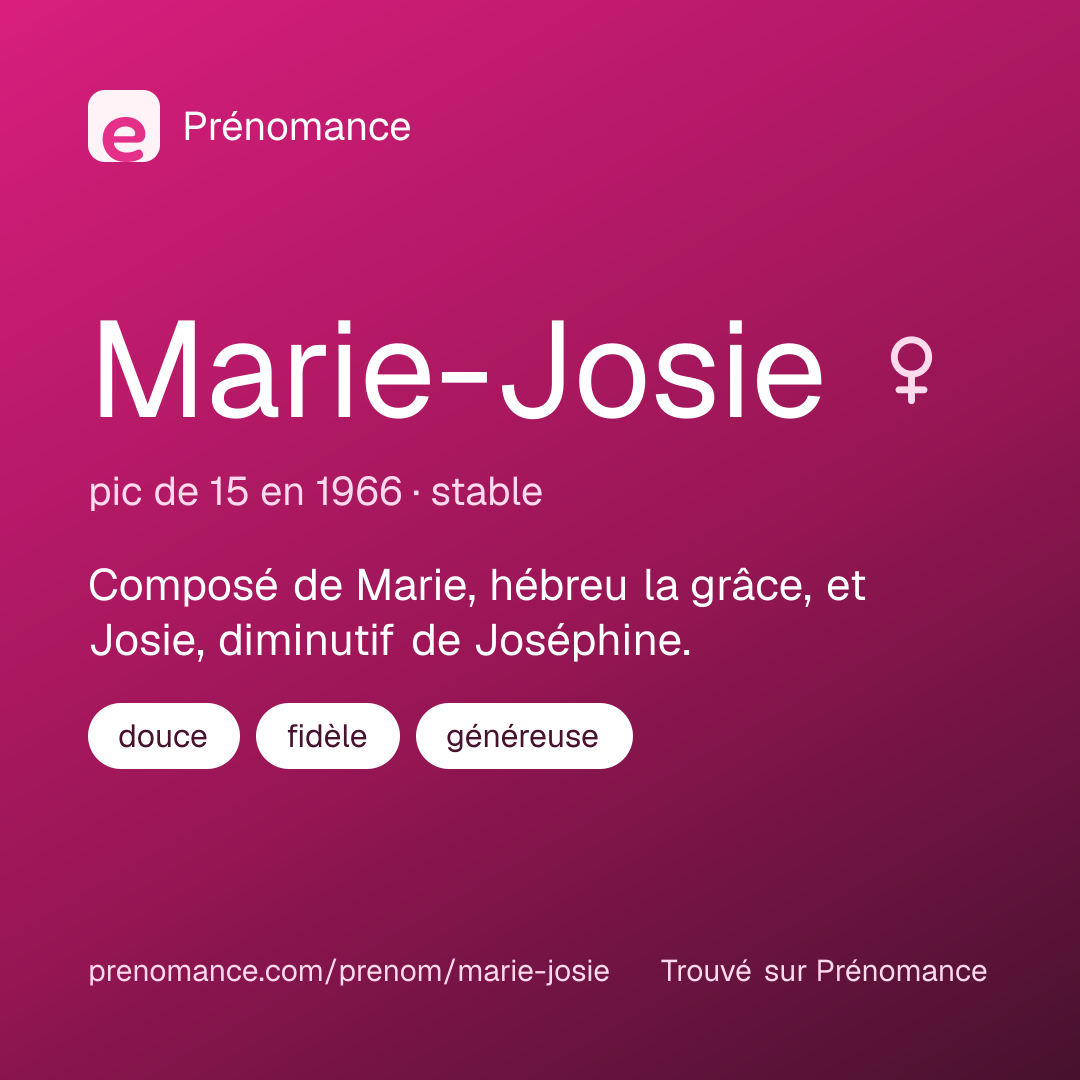 Carte de partage du prénom Marie-Josie