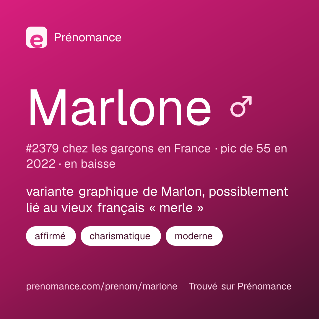 Carte de partage du prénom Marlone