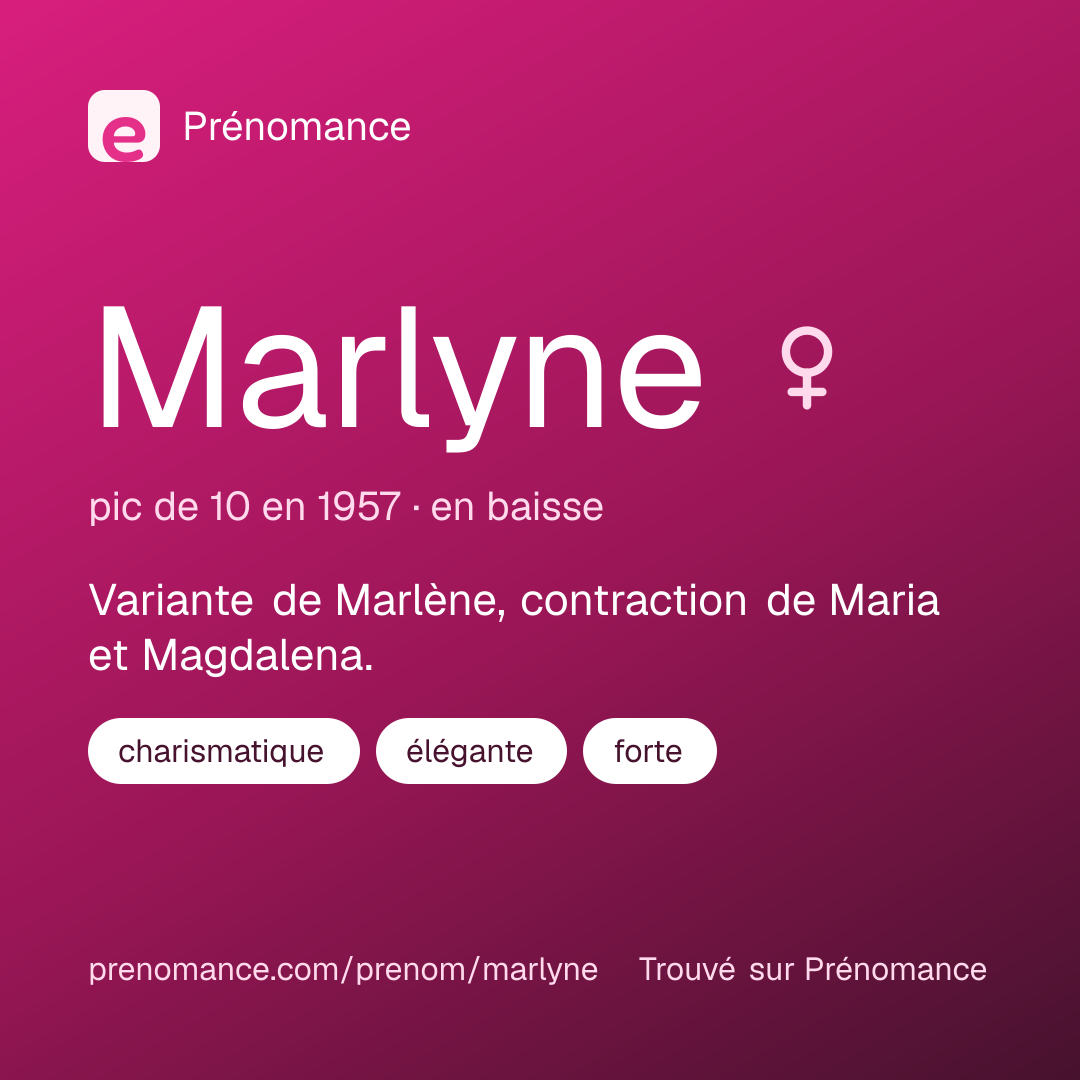 Carte de partage du prénom Marlyne
