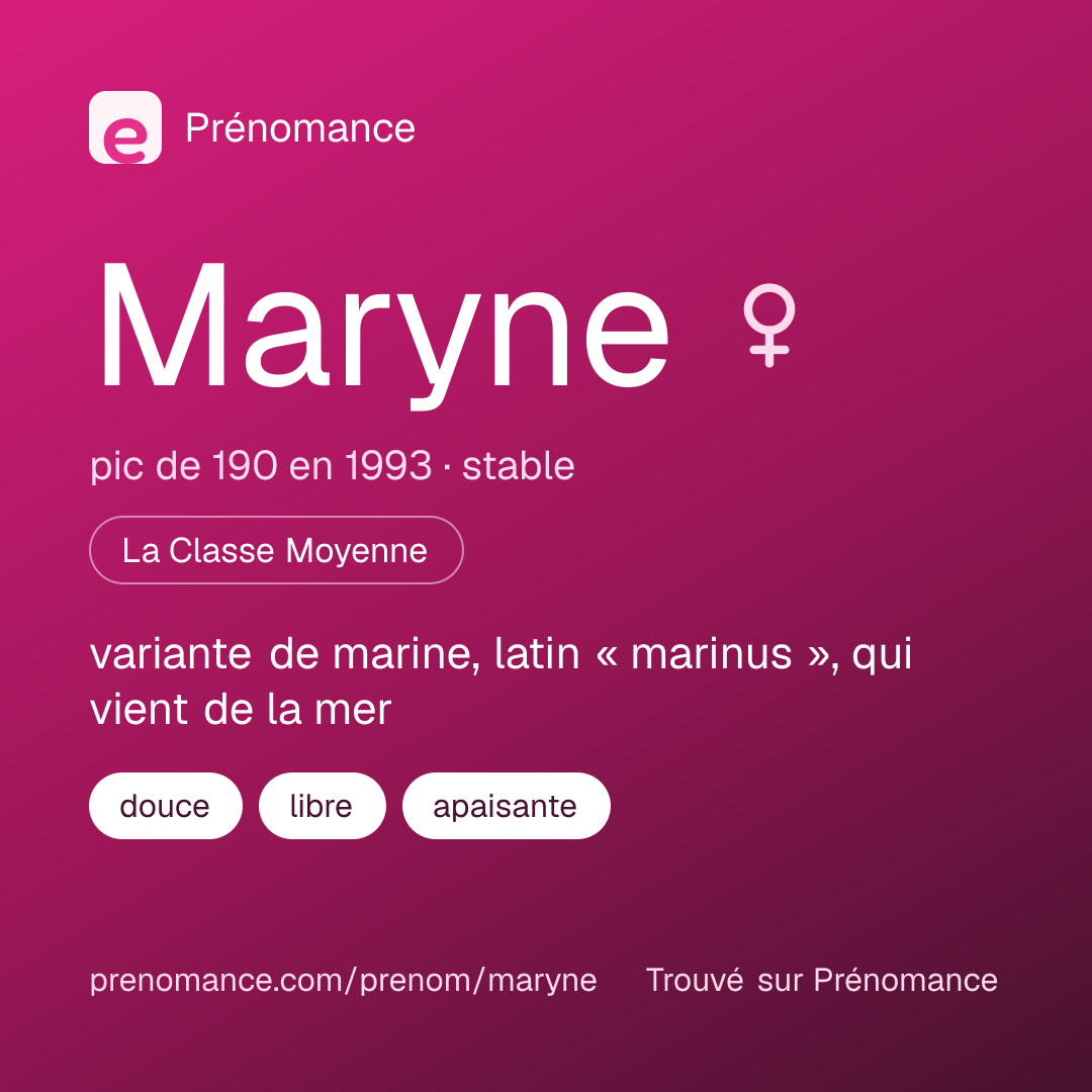 Carte de partage du prénom Maryne