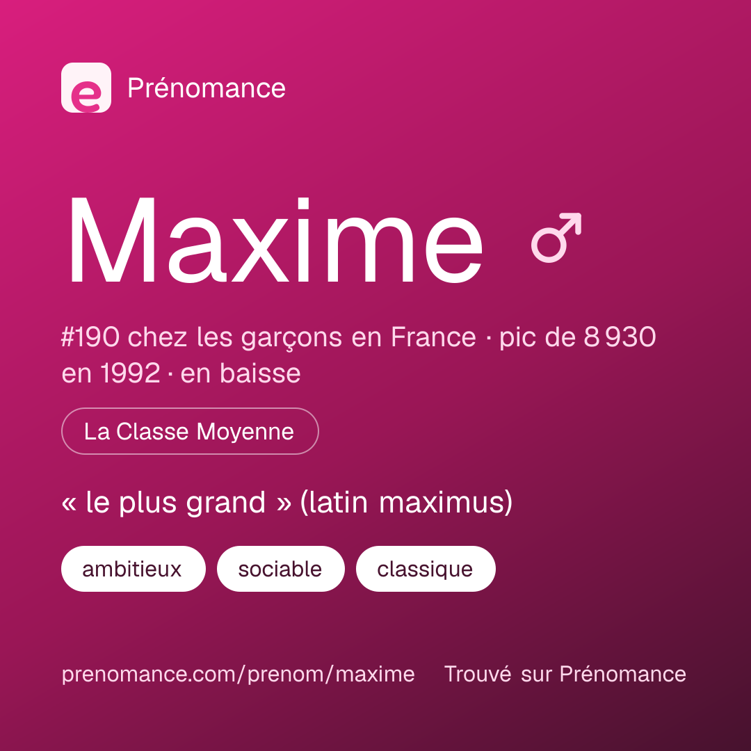 Carte de partage du prénom Maxime