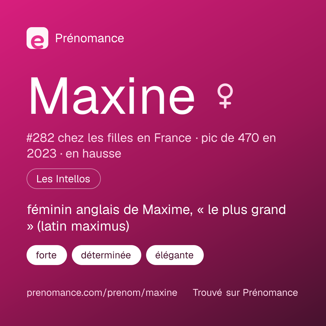 Carte de partage du prénom Maxine