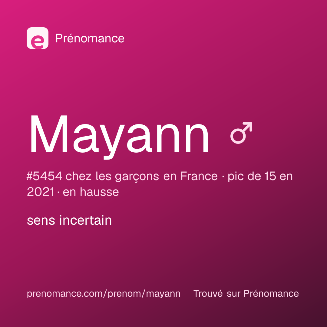 Carte de partage du prénom Mayann