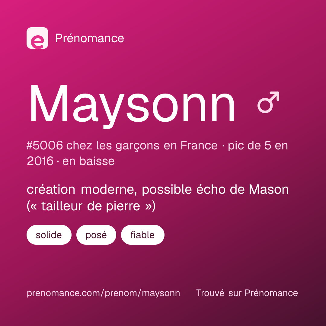 Carte de partage du prénom Maysonn