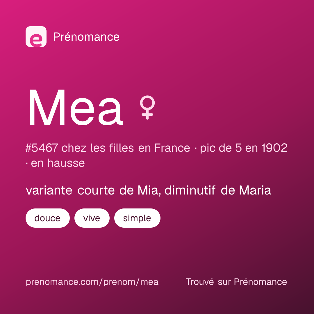 Carte de partage du prénom Mea