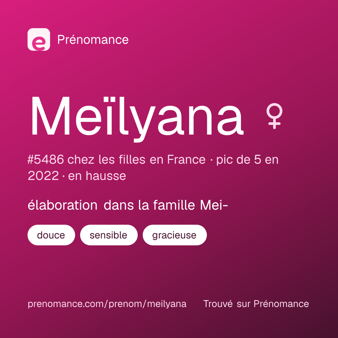 Carte de partage du prénom Meïlyana