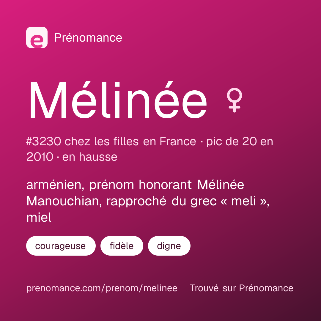 Carte de partage du prénom Mélinée