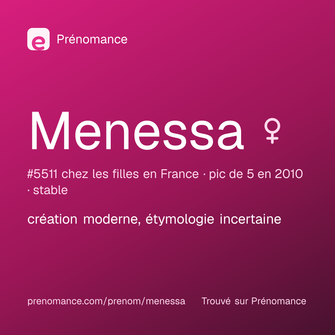 Carte de partage du prénom Menessa