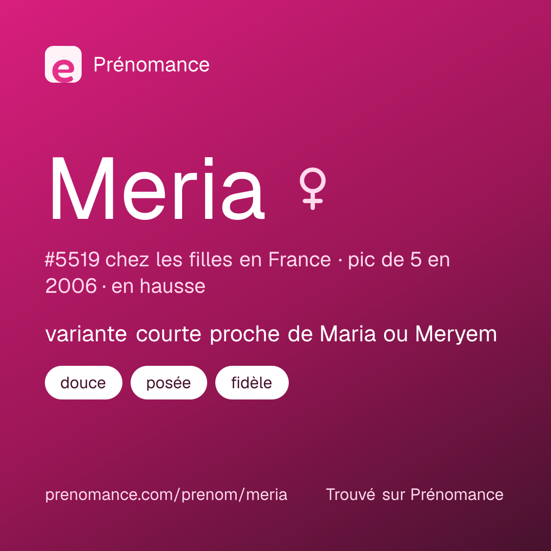 Carte de partage du prénom Meria