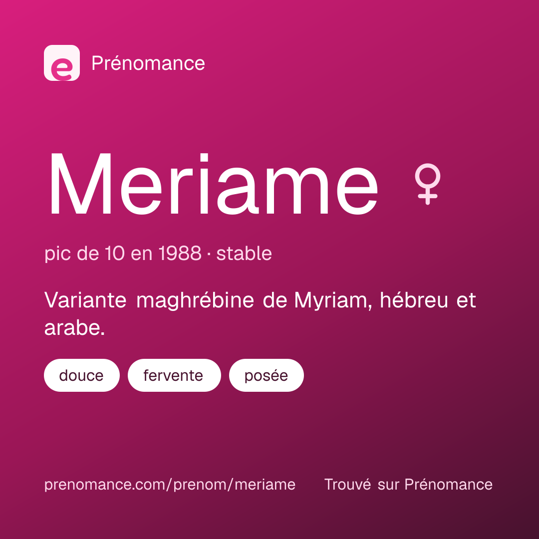 Carte de partage du prénom Meriame