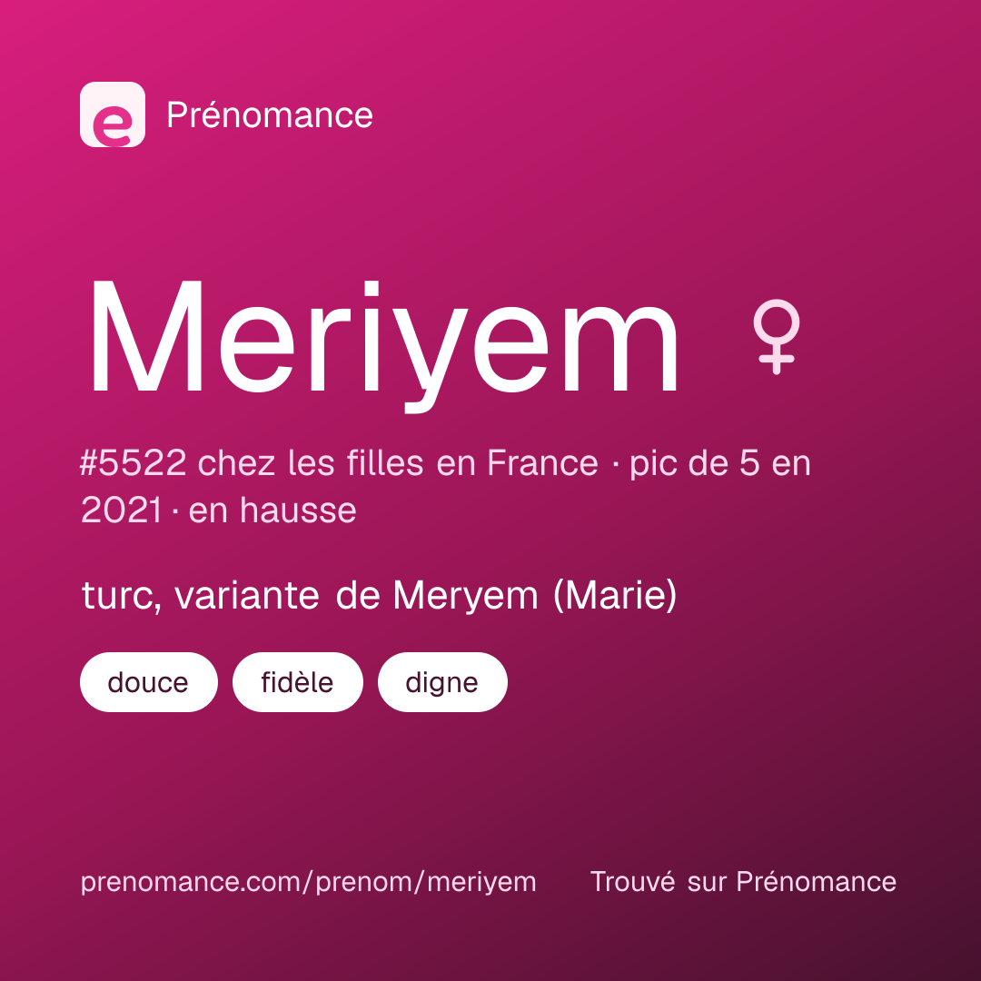 Carte de partage du prénom Meriyem