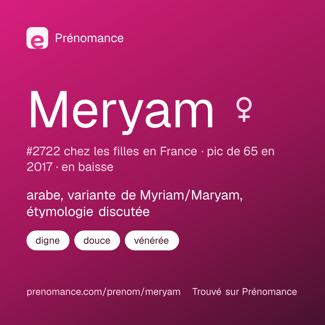 Carte de partage du prénom Meryam