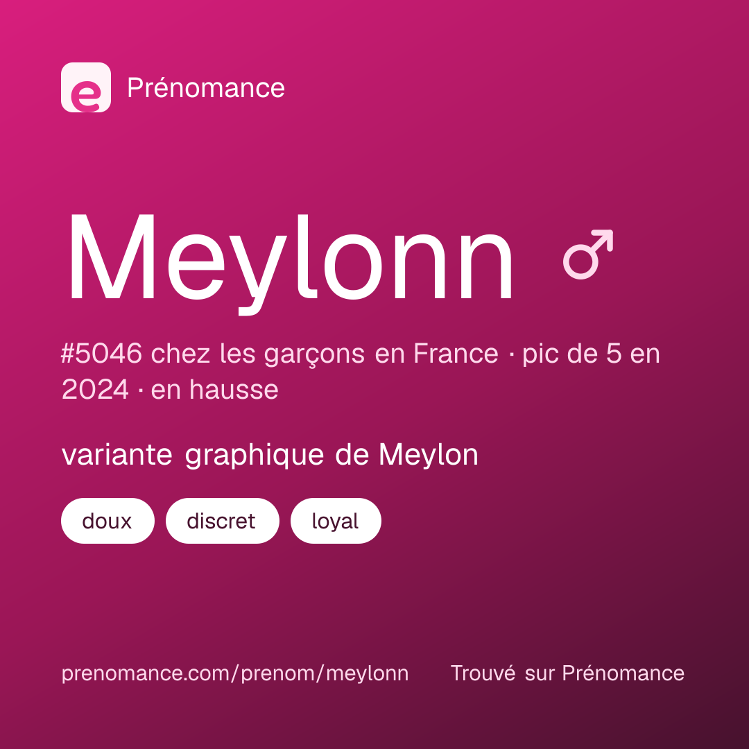 Carte de partage du prénom Meylonn