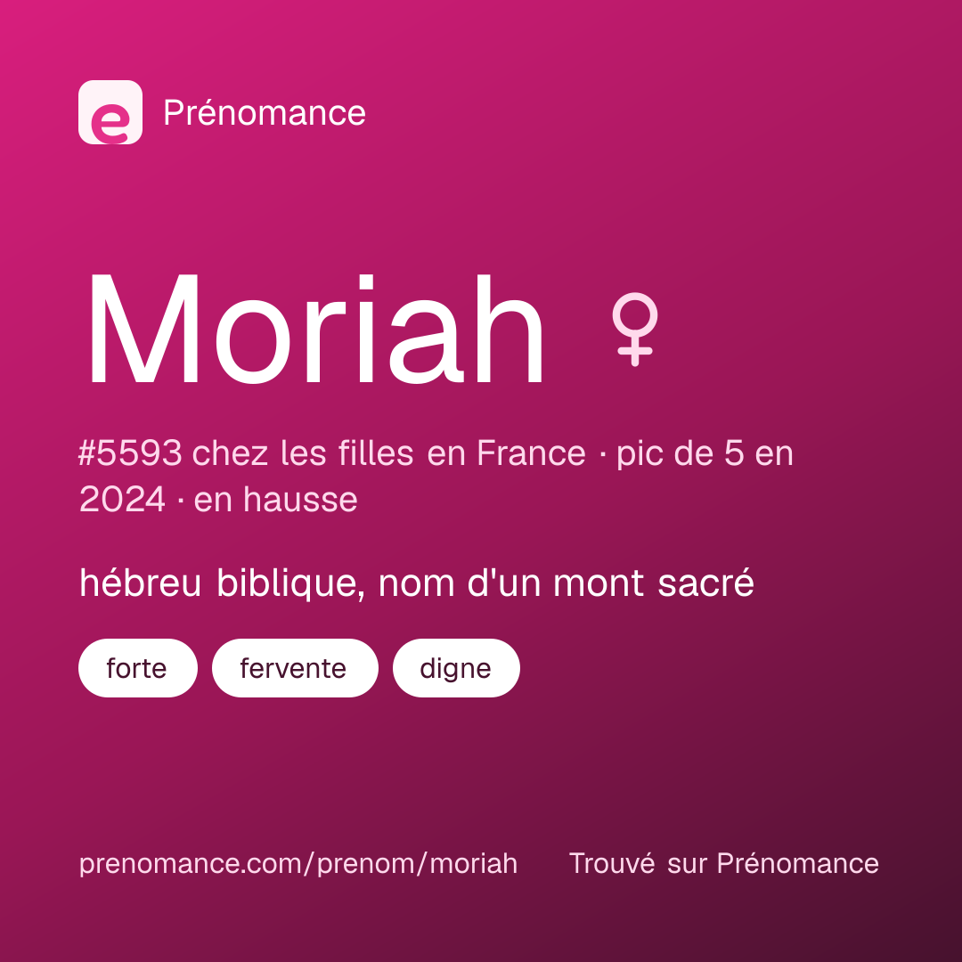 Carte de partage du prénom Moriah