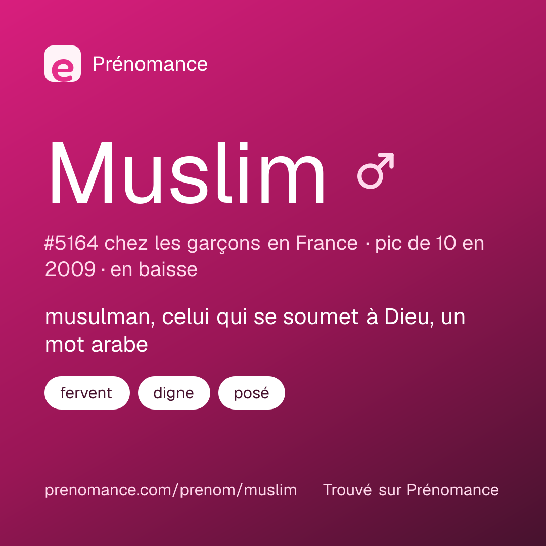 Carte de partage du prénom Muslim