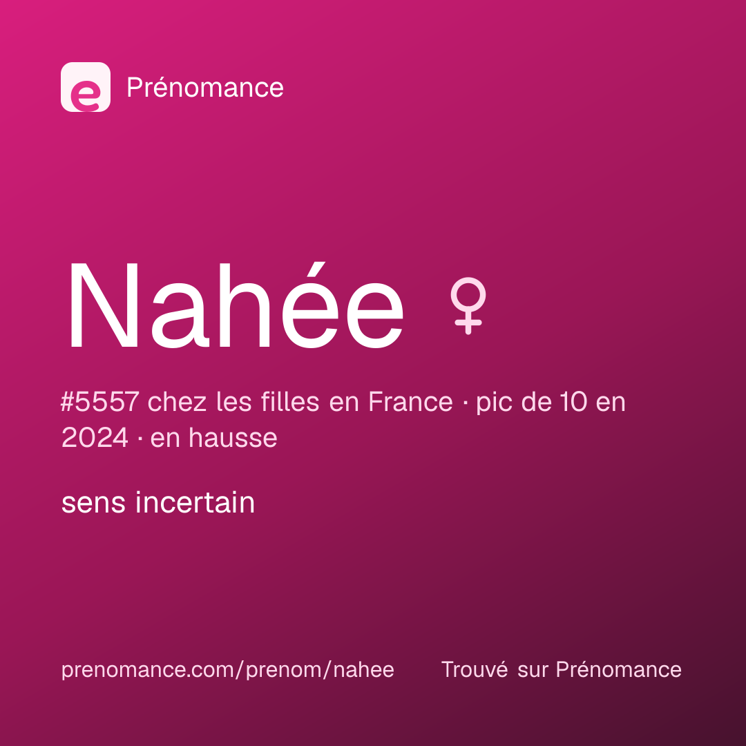 Carte de partage du prénom Nahée