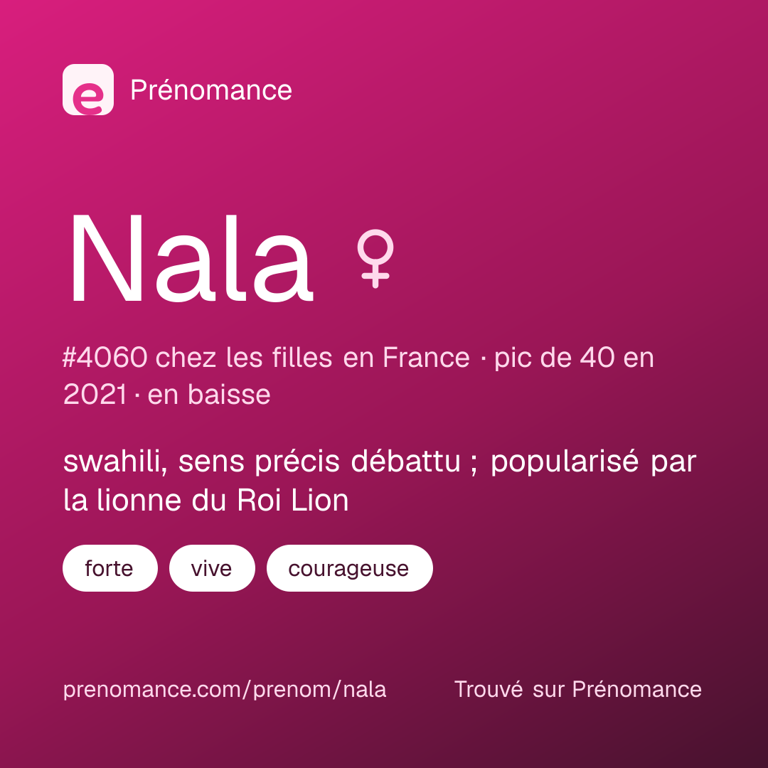 Carte de partage du prénom Nala