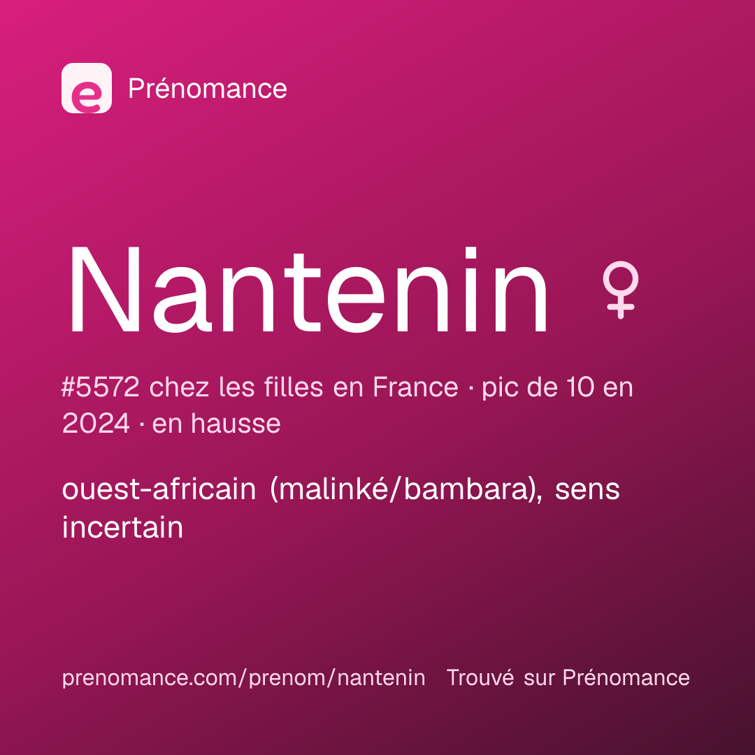 Carte de partage du prénom Nantenin
