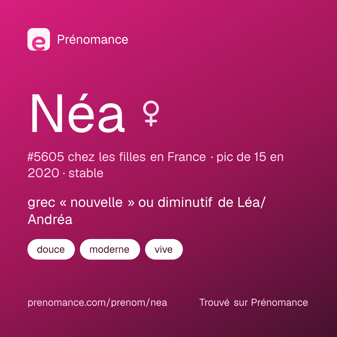 Carte de partage du prénom Néa