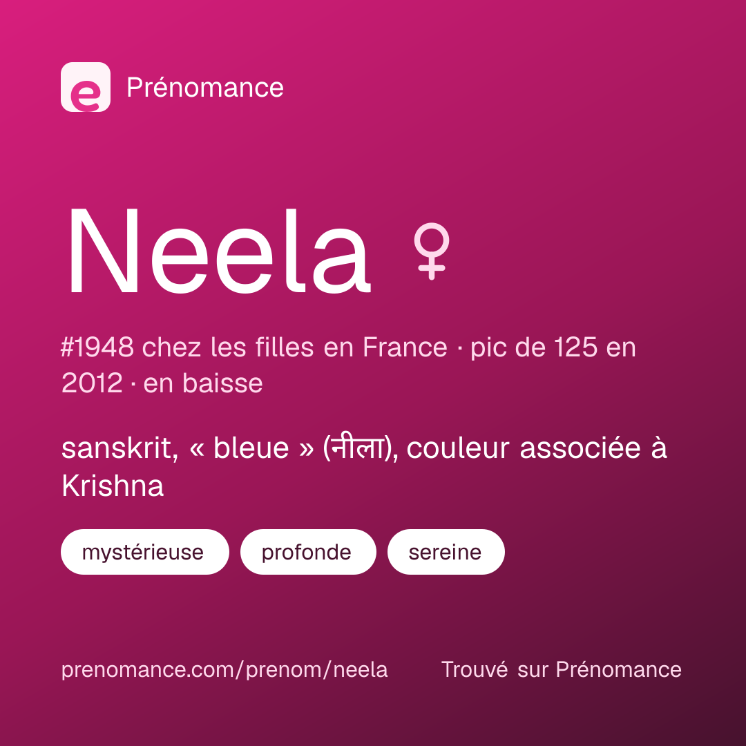 Carte de partage du prénom Neela